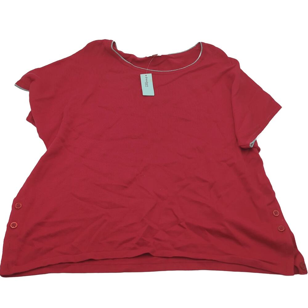 Westport XL NWT Red Short Sleeve Top, Gray Trim, Dressbarn Tag